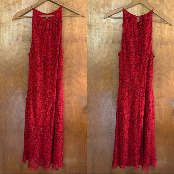 Vintage Dresses & Skirts - Vintage 100% Silk Red Maxi Slip Dress Fairy Y2K Asymmetrical Mcbling Snake Print